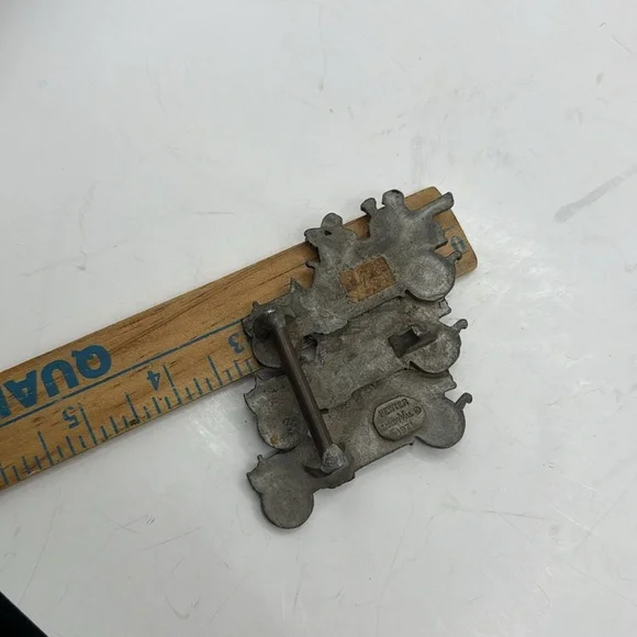 Vintage 1971 Sandy Val Pewter Car Ford Army Belt Buckle Old Timey Roadster Rare